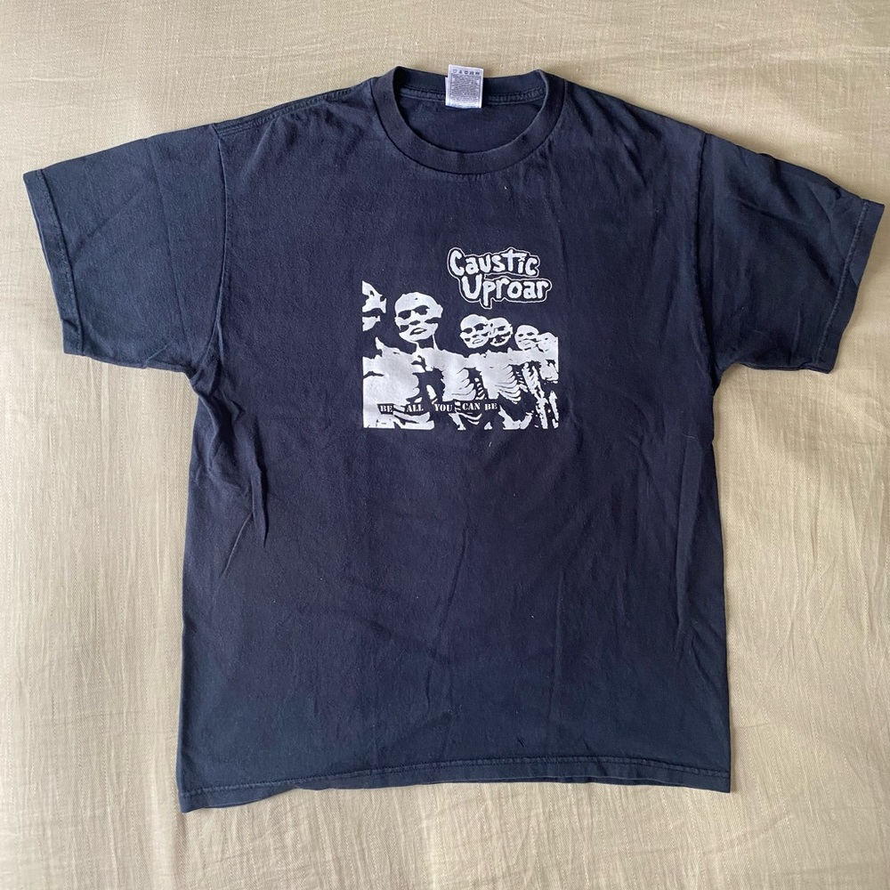Caustic Uproar, San Diego punk band, men’s large, used t-shirt